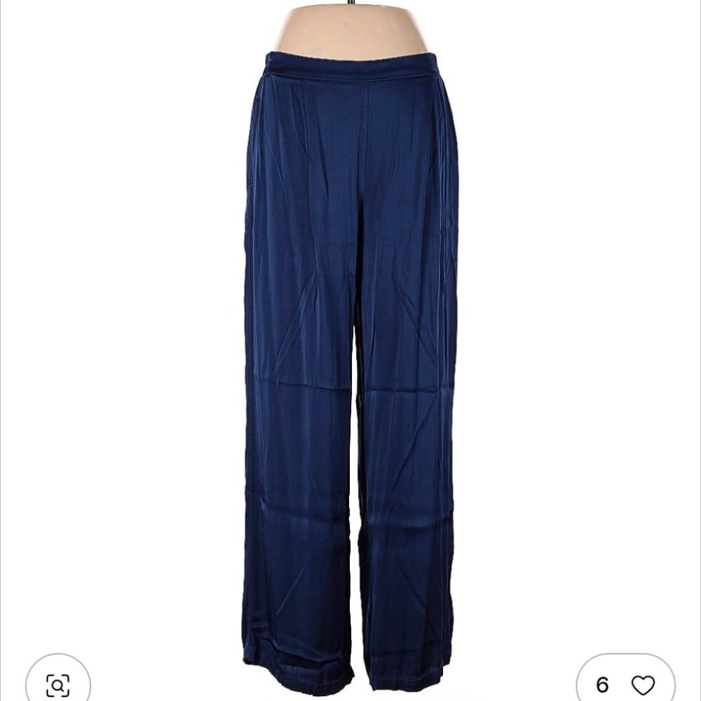 Anthropologie Tina + Jo 100% Rayon Blue Wide Leg Pants